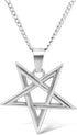 Stainless Steel Inverted Pentagram Inverted Star Pentacle Necklace and Pendant...