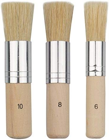 COCODE Wooden Stencil Brush (Set of 3), Natural Bristle Brushes Perfect for Acrylic Painting, Oil Painting, Watercolor Painting, Stencil Project, ...