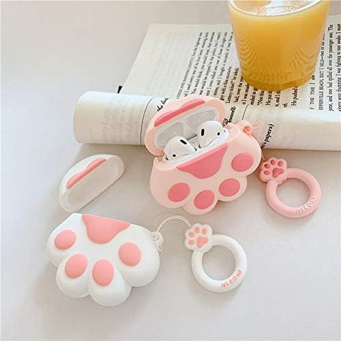 Cute Case for Airpods Pro, Silicone Cats Paw Shark Animal Cartoon Protective Soft Cover Skin with Anti-Lost Keychain (Cat Paw)...