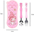 Cute Pink Melody Fork and Spoon Flatware Set with Case, Tableware Set with Cute Figure, Medium...