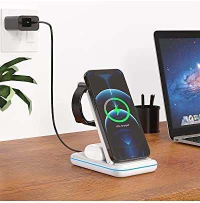 Wireless Charger for Multiple Apple Devices, 2022 Upgraded 3 in 1 Charging Stand Dock for iPhone 13/12/Pro Max/SE/11/X/XS/XR/8, Compatible for iWa...