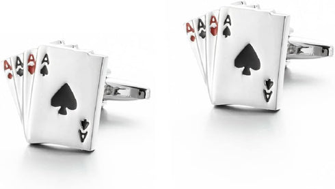 Ace Cufflinks for Men, Lucky Poker Playing Cards Cufflinks, Ace of Spade Cuff Links, Four Aces Shirt Tuxedo Cufflinks, Punk Rock Casino Cards Cuff...