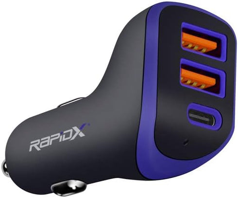 X3PD 3 USB Port 35W Compact Car Charger Including a Fast 18W USB C PD for Fast Charging iPhone 15 14 13 12 11 Plus Pro Max iPad Samsung Galaxy Not...