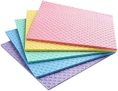Reusable Cleaning Cellulose Sponge Cloths Absorbent Wipes Clean Kitchen Car Dish Eco-Friendly Dishcloth Hand Towel Auto - 2pack (10pcs) - Non Vacu...