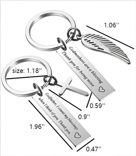 Godparent Gifts from Godchild for Baptism - Christening Gift Fairy Godmother Keychain, Godfather Keychain (Set of 2)...