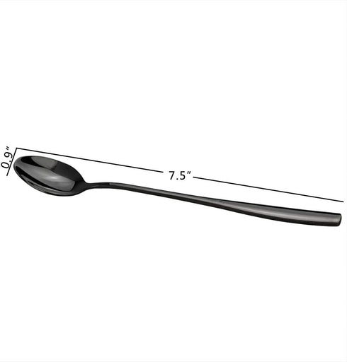 Black Stainless Steel Iced Tea Spoon, Long Handle Stirring Spoon, Set of 8...