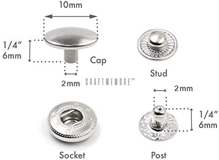 CRAFTMEMORE 10 Pack Snap Fasteners Color Plated Solid Brass Metal Snaps Heavy Duty Press Stud S-Spring Poppers Button VT2#665 (10 mm, Gunmetal Bla...