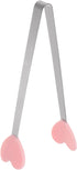 Mini Food Tongs 5.3" Heart Shape Stainless Steel with Silicon Tips Small Cooking Tongs Kitchen Food Tongs Serving Tongs for Cooking Grilling BBQ B...
