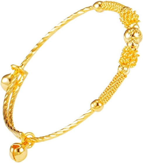 loyoe jewelry 24k Yellow Gold Plated Baby's Bracelet Adjustable Children's Bangle(2pcs/lot)...