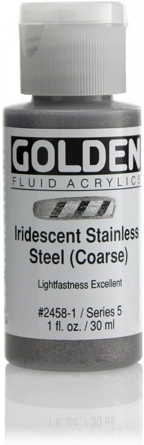 Golden Fluid Acrylic Paint 1 Ounce-Iridescent Stainless Steel...