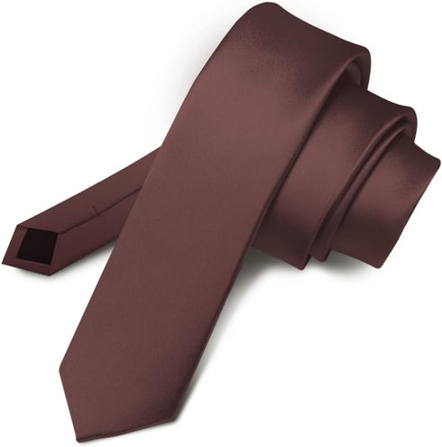Vittorio Farina Solid Slim Skinny Ties for Men & Women - Silky Satin Thin Men's Pencil Ties...