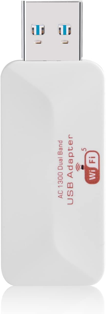 New AC1300 USB WiFi Adapter- 2.4G/5G Dual Band Wireless Network Adapter for PC Desktop, MU-MIMO WiFi Dongle, USB 3.0, Supports Windows 11, 10, 8.1...