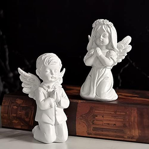 Cherubs Angels Resin Garden Statue Figurine, Adorable Angel Sculpture Memorial Statue, Indoor Outdoor Home Garden Decoration (Praying Cherub-Girl)...