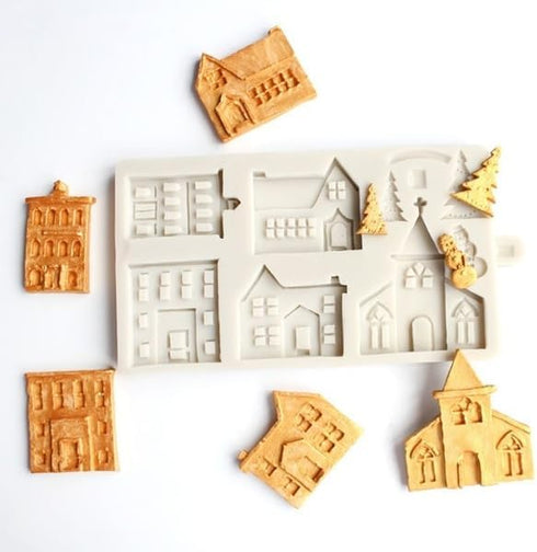 3D Xmas Christmas Tree House Silicone Mold For Fondant Cake Decor Chocolate Sugarcraft Gingerbread Baking Mould...