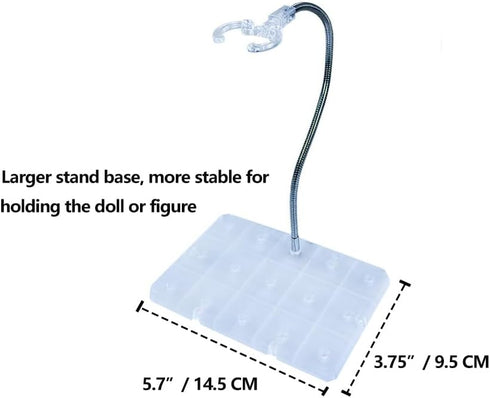 Adjustable Doll Stand, Fits 7, 8, 9, 10 ,11, 12, 13, and 14 inch Dolls or Action Figures, Waist is 0.1 to 2.6 inches (2Pcs Clear)...