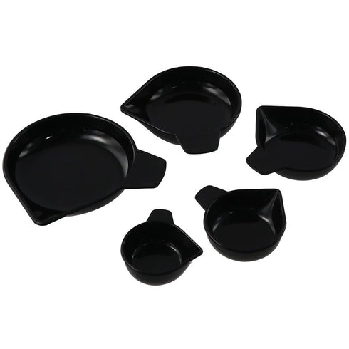 Weighing Powder Pans 5pcs 5 Sizes New Plastic Weighing Dishes Laboratory Equipment Black Weighing Vessel Liquid, Powder, Gems, etc...
