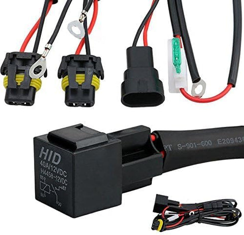 O-NEX HID Relay Harness 40A 12V 35W/55W Heavy Duty Universal for H1 H3 H7 H10 H11 9005 9006 9145 5202 880 Xenon HID Battery Wiring Kit...