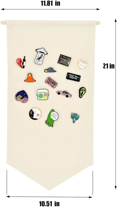Wall Hanging Brooch Jewelry Storage Case Canvas Display Stand Enamel Pin Display Banner Holder Earrings Necklace Glitter Pin Collection Organizer ...