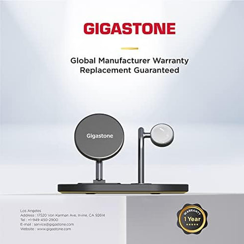 Gigastone 15W Wireless Charging Station, 3 in 1 Strong Magnetic Wireless Charging Stand, Wireless Charger Compatible with iPhone 14/13/12/11/SE/X/...