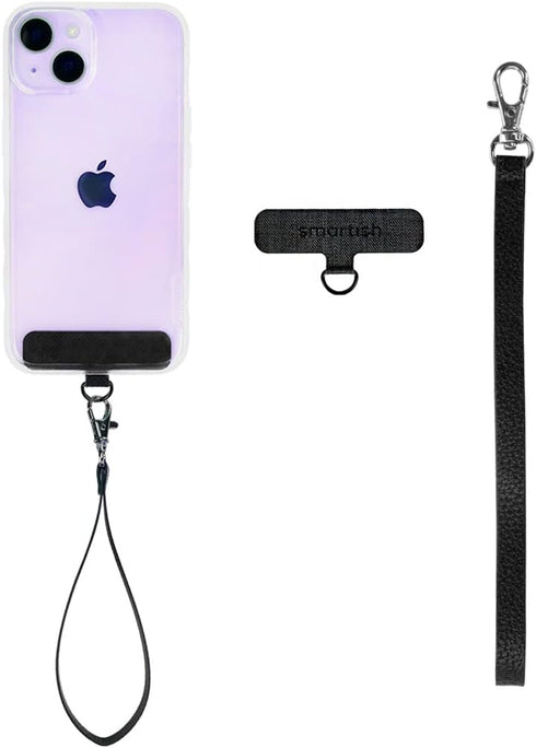 Smartish Phone Wristlet - Case Clinger - Universal iPhone Holder with Detachable Wrist Strap Loop - Black Vegan Leather......