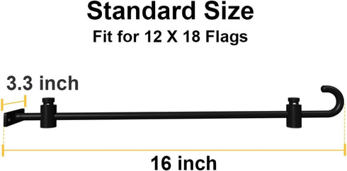 Wall Garden Flag Stand Holder Pole with 2 Stoppers for 12 x 18 Outside Small Flags Décor, One Piece Wall Mounted Metal Garden Flag Scroll Hanger f...
