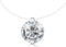 S925 Round fish line two claws Cut Clear Cubic Zirconia Pendant Necklace Silver...