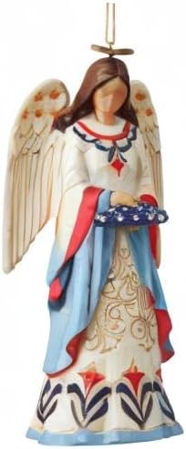 Enesco Jim Shore Heartwood Creek Patriotic Angel Holding Folded Flag Hanging Ornament, 4.72 Inch, Multicolor...