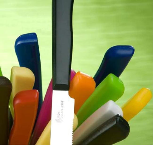 6 kitchen Knives - 4.3"/11cm Italian Stainless Steel Serrated Vegetable/Steak/Table Knife Cutlery, Rounded Tip (White)...