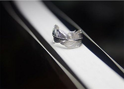 Helen de Lete Simple Style Original Feather From Heaven 925 Sterling Silver Open Ring for Women...