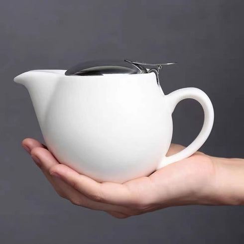 Small Ceramic Teapot With Stainless Steel Infuser For Loose Tea And Blooming Tea, Heat Resistant Ceramic Tea Pot And Tea Kettle, Perfect Tea Maker...
