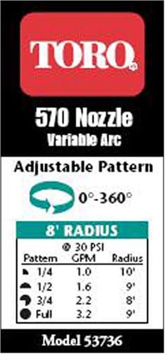 Toro 53736 Adjustable Underground Sprinkler Nozzle 8-Foot Spray...