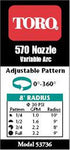 Toro 53736 Adjustable Underground Sprinkler Nozzle 8-Foot Spray...