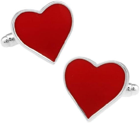 Heart Engagement Valentine's Day Red Pair Cufflinks in Presentation Gift Box & Polishing Cloth...