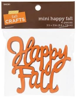 Happy Fall Painted Wood Cutout Shapes - 4 Pieces - for Craft, Decor, Scrapbooking, and More...