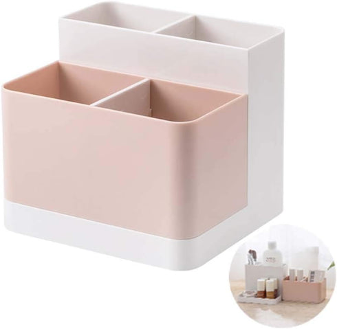 Detachable 4 Compartment Desk Organizer, Card/Pen/Pencil/Mobile Phone/Remote Control Container Holder for Cosmetics Desk Office Storage Skin Care ...