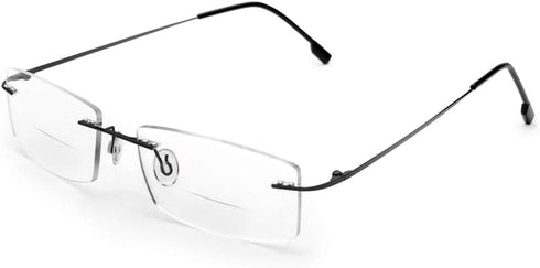 Fuisetaea Rimless Frame Bifocal Reading Glasses Flexible Titanium Alloy +2.25 Lightweight Readers Bifocal Glasses...