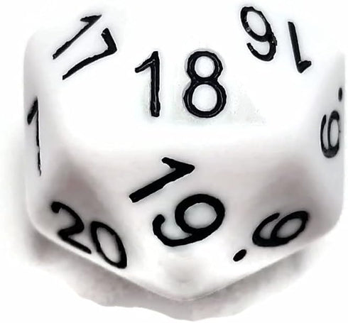 White with Black Numbers d20 Initiative Advantage Die for Role-Playing Games. 20 sided RPG Dice...