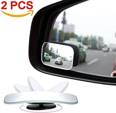 Blind Spot Mirror, Amfor HD Glass Convex Lens Frameless Adjustable Blind Spot Mirror for All Universal Vehicles Car Stick-on Design (2 PCS) (Recta...