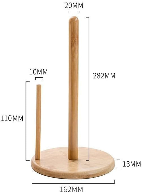 Wood Paper Towel Holder, Wooden Paper Towel Holder Countertop with Wooden Base, Kitchen Roll Holder Paper Towel Stand Countertop & Roll Organizer ...