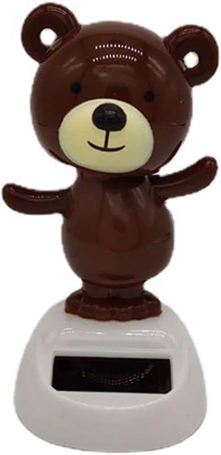 1Pc Brown Solar Dancing Bear Toy Solar Powered Dancing Figurine Car Dashboard Decor, Bobbling Head Bear Toys Shaking Head Dolls Solar Power Kits...