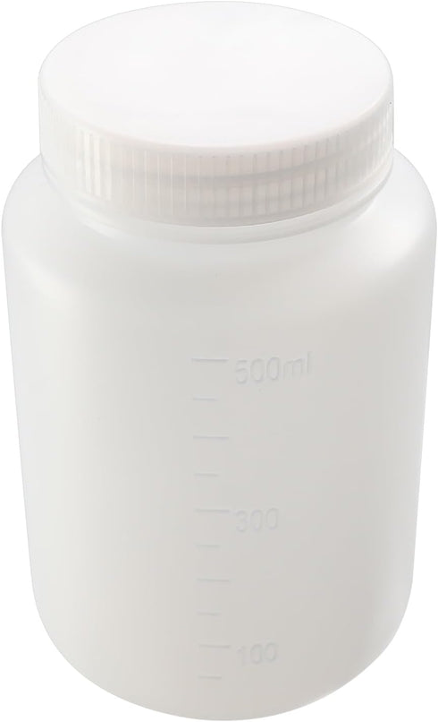 Bettomshin 1Pcs 500ml PE Plastic(Food Grade) Bottles, Wide Mouth Lab Reagent Bottle, Liquid/Solid Sample Seal Sample Storage Container with Gradua...