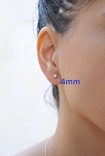 5 Pairs of Surgical Stainless Ball Stud Earrings 3,4,5,6, & 7mm...