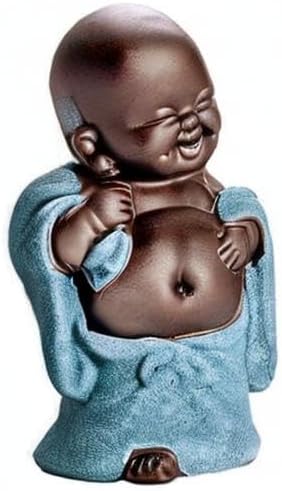 Kingzhuo Ceramic Tiny Cute Buddha Statue Monk Figurine Creative Baby Crafts Dolls Ornaments Gift Classic Delicate Ceramic Arts and Crafts Tea Acce...