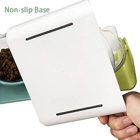 Adjustable Transparent Tilted Bowl Feeder with Raised Stand for Cat Pet(White)...