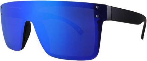 Mostly Sunny - Polarized UV400 Rimless Single Full Lens Square Flat Top Shield Wraparound Oversized Sunglasses Men Women...
