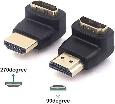 VCE HDMI 90 and 270 Degree Adapter 2-Pack, Right Angle HDMI Male to Female L Adapter Connector 3D&4K Supported...