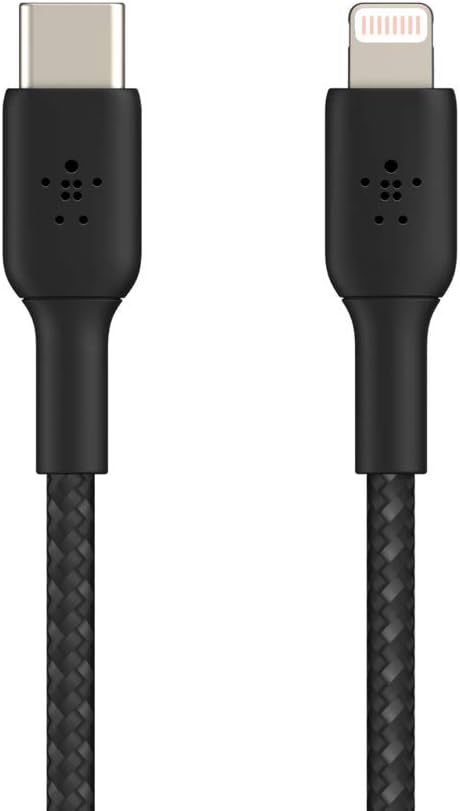 Belkin BoostCharge Nylon Braided USB C to Lightning Cable 3.3ft/1M - MFi Certified 18W Power Delivery iPhone Charger Cord - Apple Charger USB C Ca...