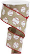 Sports Glitter Wired Ribbon - 10 Yards (Baseball, Light Beige, 2.5")...