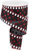 Glitter Stripes & Dots Wired Edge Ribbon - 2.5" x 10 Yards (Black, Red, White)...