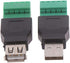 VizGiz 2 Pack USB 2.0 Plug Replacement 5Pin Solderless Screw On Type USB Terminal Block Connector Male and Female Socket Jack Adapter for LED Stri...